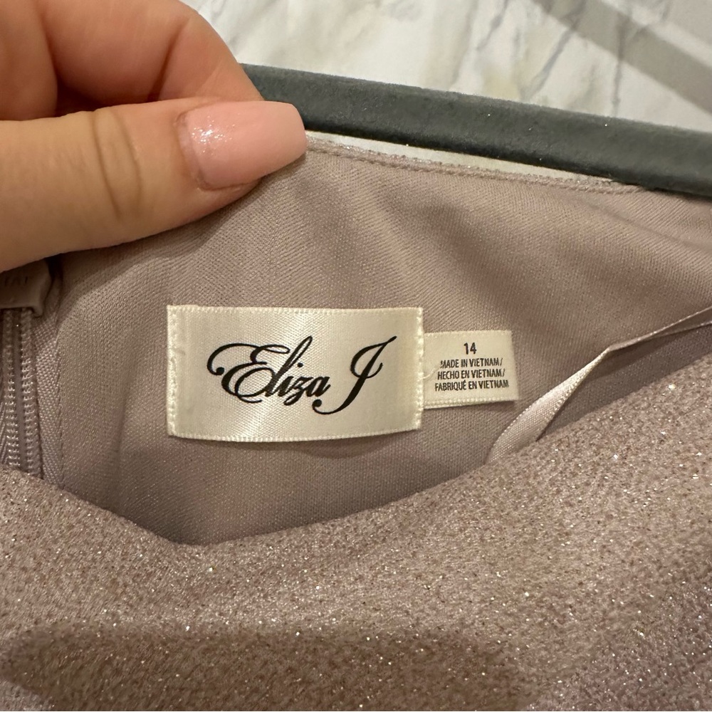 Eliza J 14 gold sparkly dress glitter short sleeve wedding event plus size party - Picture 4 of 9
